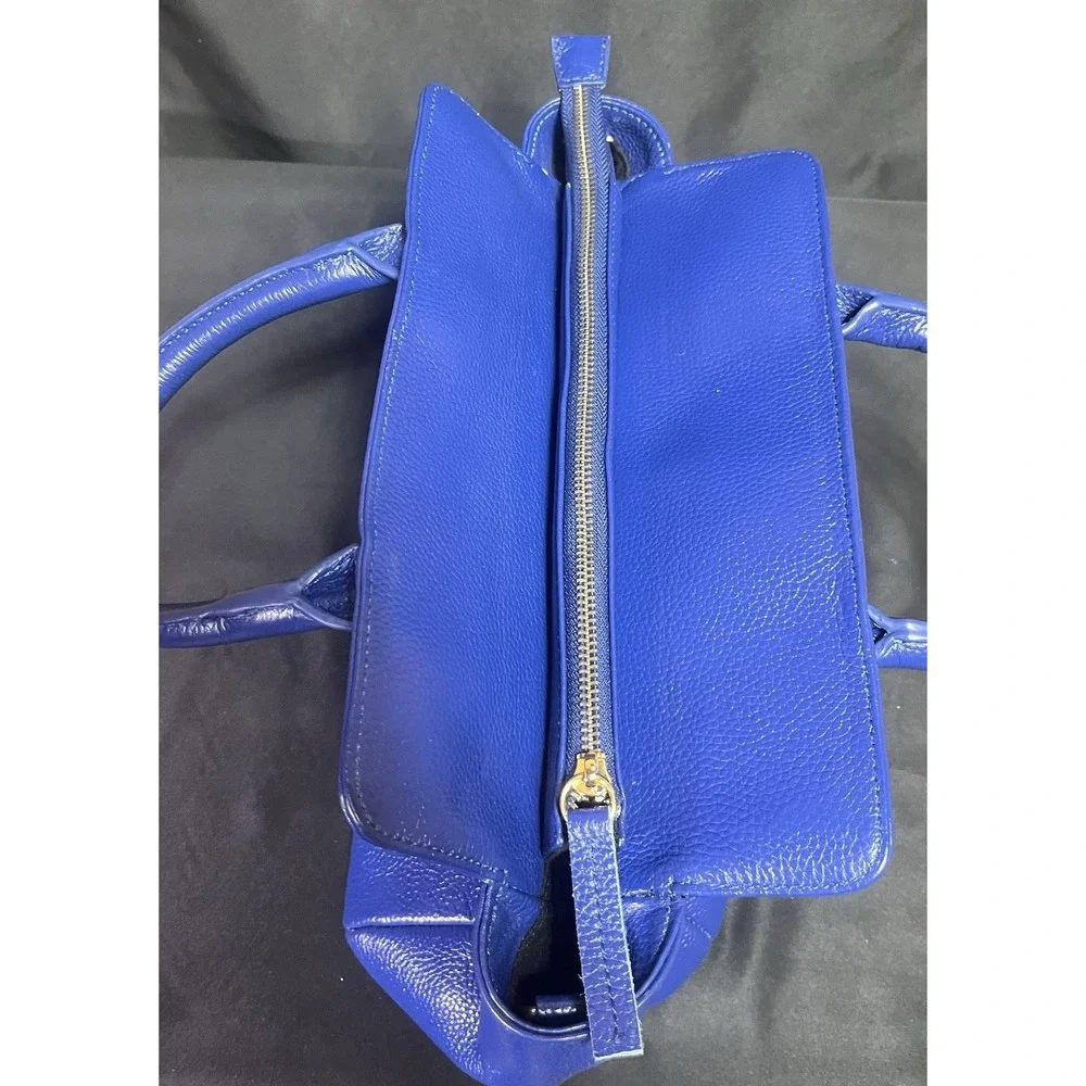 Onna Ehrlich  Blue Pebbled Leather Jennifer Satchel‎ Crossbody